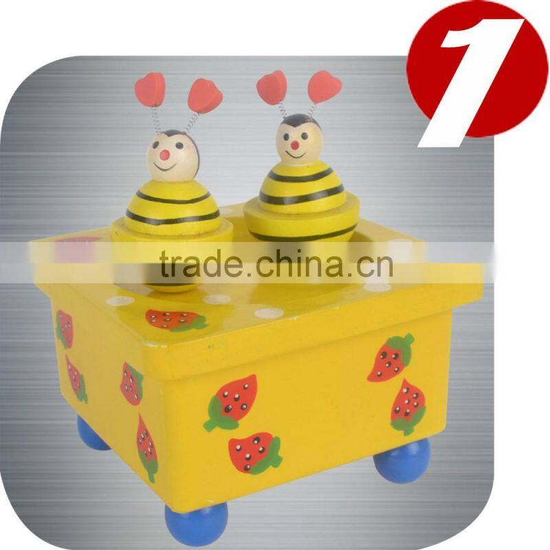 Boxed wooden clockwork dancing sister music box musical box
