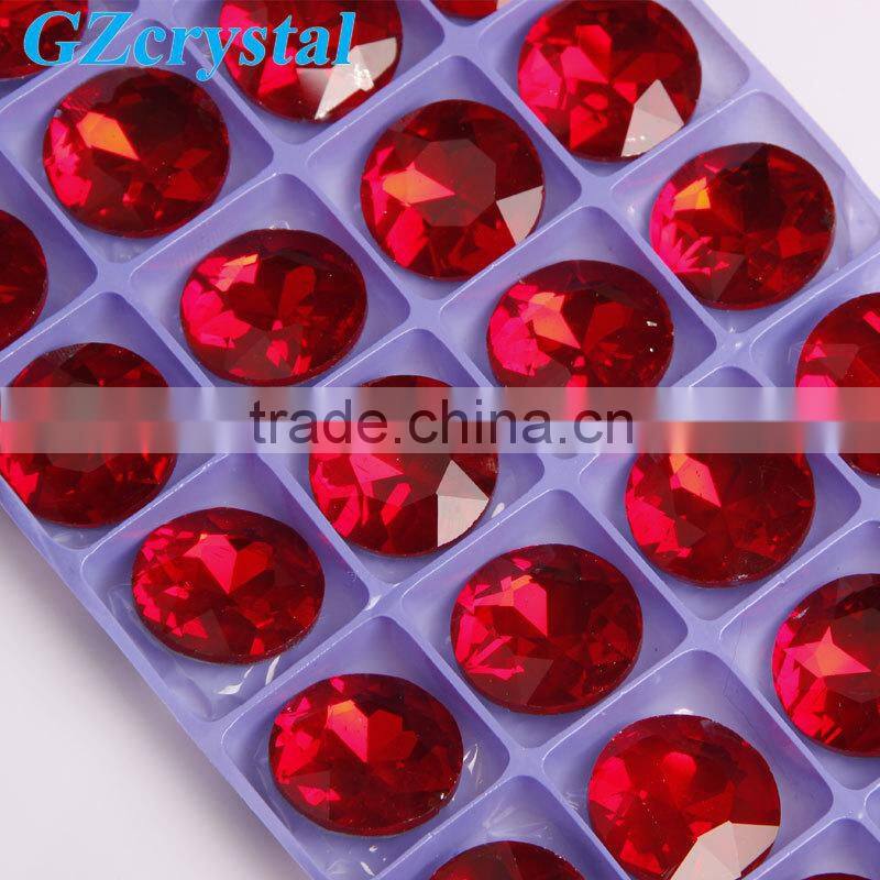 Round shape red colour cheap glass cut crystal beads