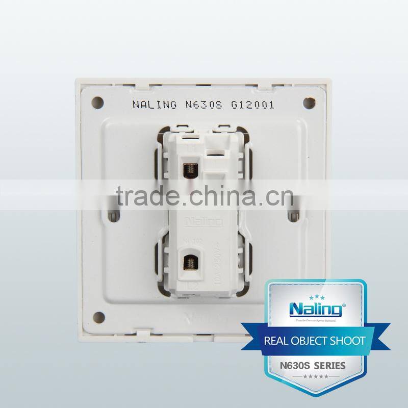 Wenzhou manufacturer pure white with silver ring 1 gang 2 way electric wall switch