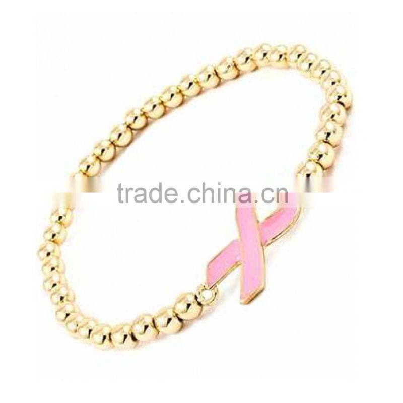 handmade personalized PINK RIBBON Breast Cancer Awareness Bracelets (YC-011)