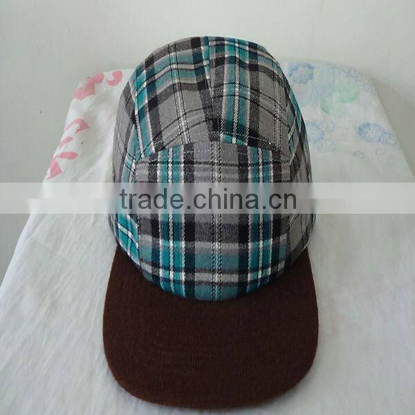 Very used gray Chroma check 5 panel camp cap hat Multiple Gingham 5 panel caps