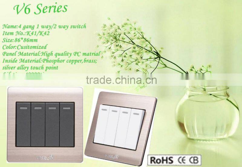10A 250V 4 gang 2 way shotel doorbell touch panel switch