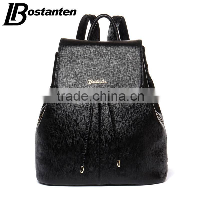wholesale genuine leather drawstring backpack school bag for college girl