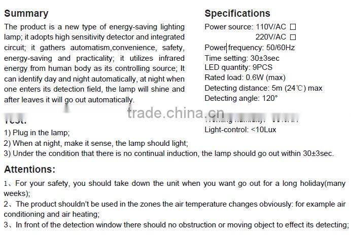 2013 new light sensor/light sensor switch/led sensor light
