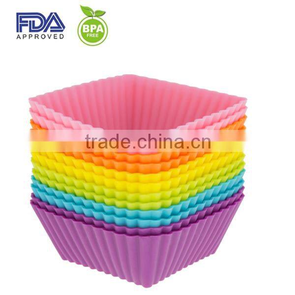 Vibrant Colors Silicone Square Cupcake Liners
