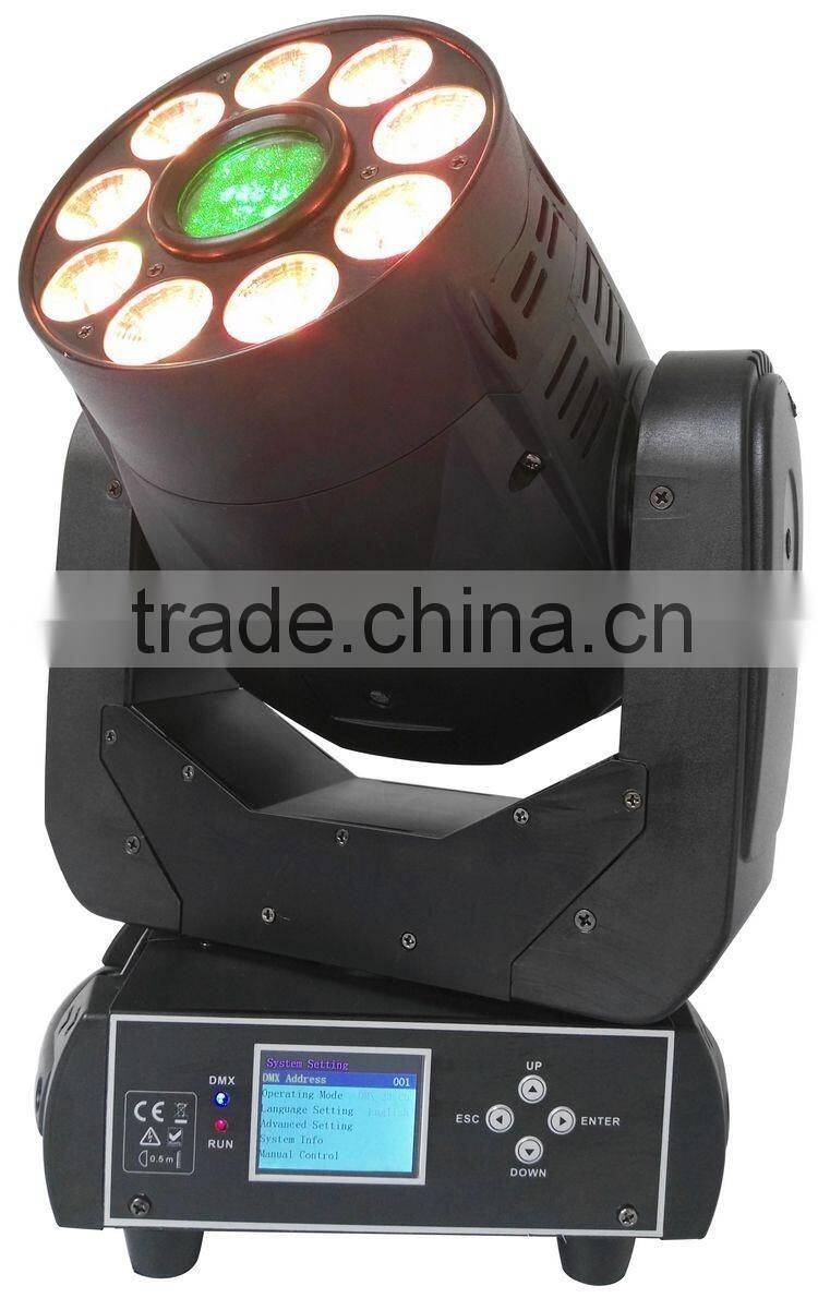 3-facet Prism Pro Wedding Stage DJ Light 9pcs 18W RGBWA+UV 6IN1 Wash Spot Combine 75W LED Moving Head