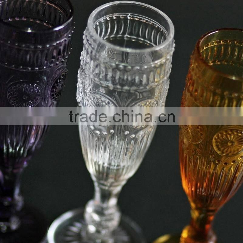 embossed short stem wine glass champagne glass