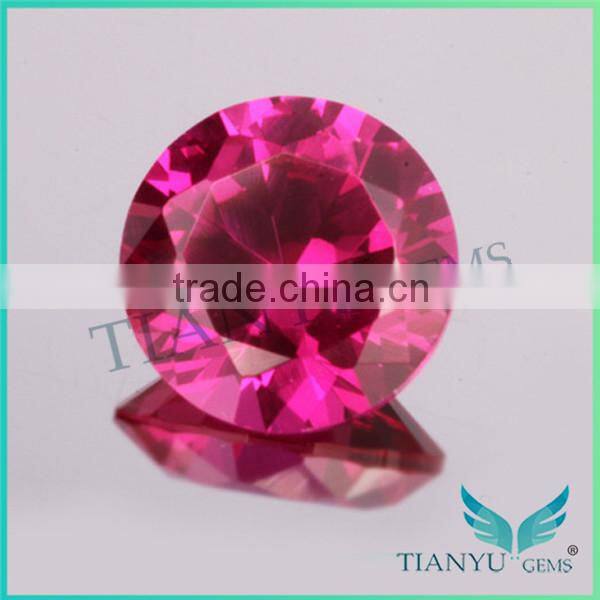 WUZHOU gems loose cubic zirconia 5# round shape synthetic corundum ruby gemstone