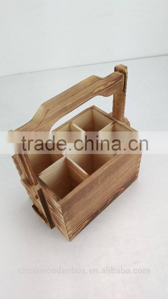 2016 popular six grids wooden tea box with handle