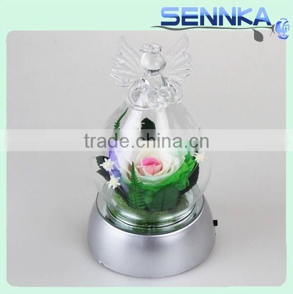 2016 Natural Preserved Fresh Flower in Hot Design High Transparency Pyrex Glass Dome with Base