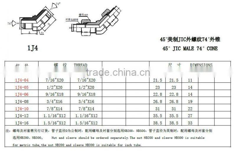 74 Degree JIC Male to 74 Degree JIC Male 45 Degree Elbow