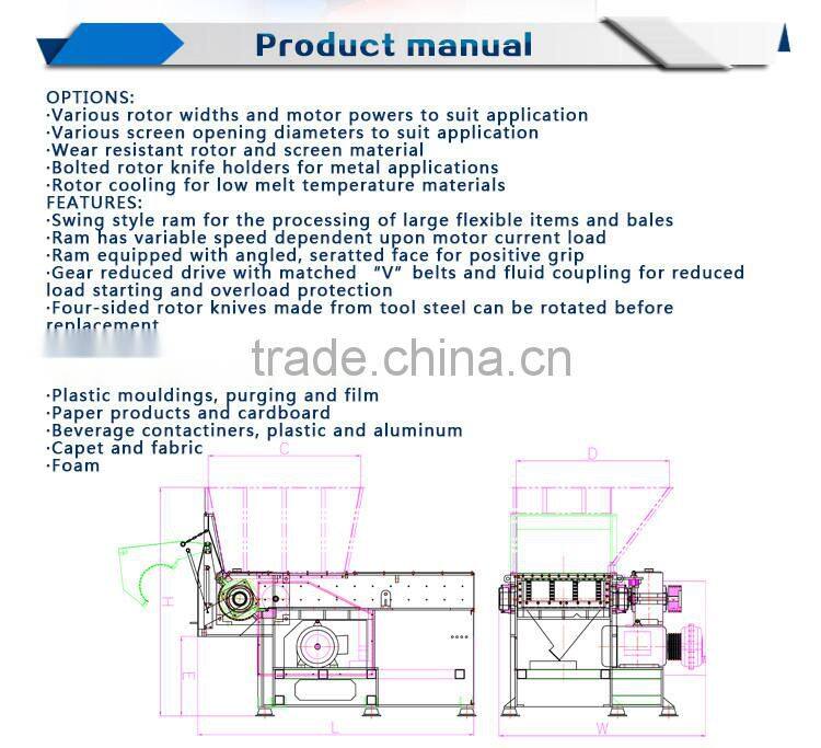 High efficient and quality Single Plastic Shredder tyre shredder