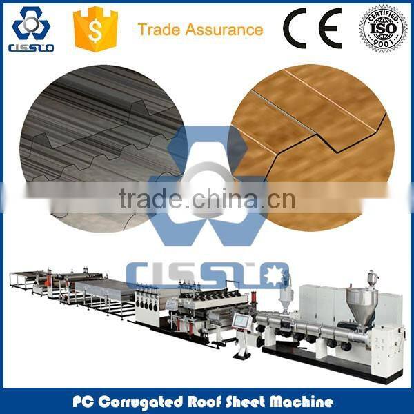 CE CERTIFICATE POLYCARBONATE HOLLW PROFILE MAKING MACHINE, PC HOLLOW CORRUGATED ROOF TILE PRODUCTION LINE