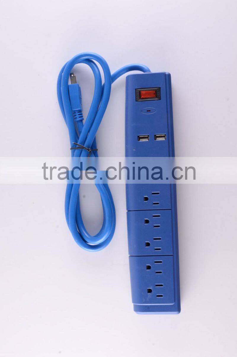 H30147 ETL/CETL Surge Protector 6 Outlet Power Strip with 2 USB Charging Ports Heavy Duty 15 AMP