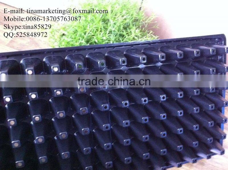Custom High Quality Black Shining 98 Cell Plastic Nursery Pots Seed Trays for flower propagation