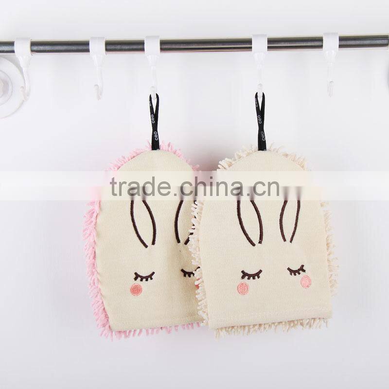 Microfiber Chenille Cleaning Glove with embroidered rabbit