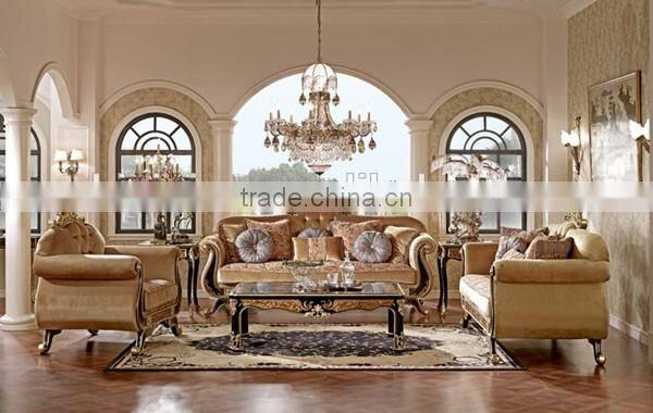 Retro Style Living Room Sofas, Hand Painting Chesterfield Sofa Set, Classic Wood Carving Living Rroom Furniture Set