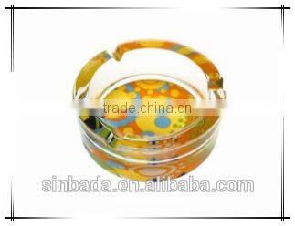 Glass ashtray with decal on bottom ,high quality glassware