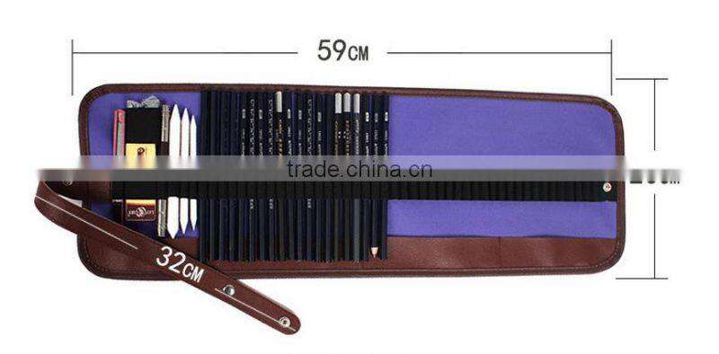 Factory Wholesale Roll Up 48 Slots Pencil Pouch Canvas Pencil Case