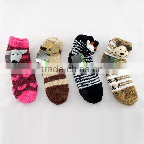 Soft non-slip lady floor 3d cartoon girl tube sock