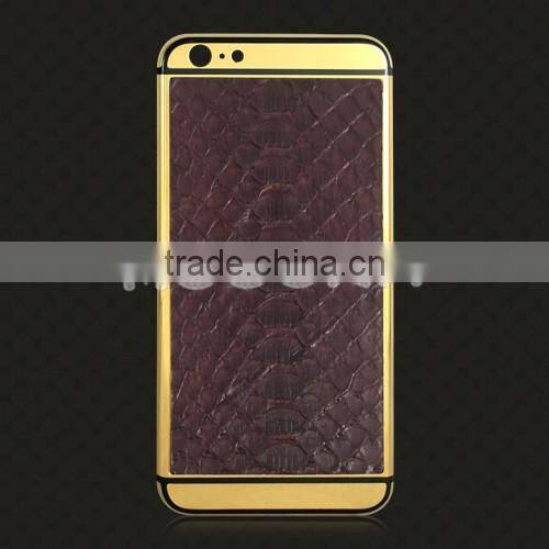 For iphone6 leather gold plated housing, gold housing with groove stick leather housing for iphone6