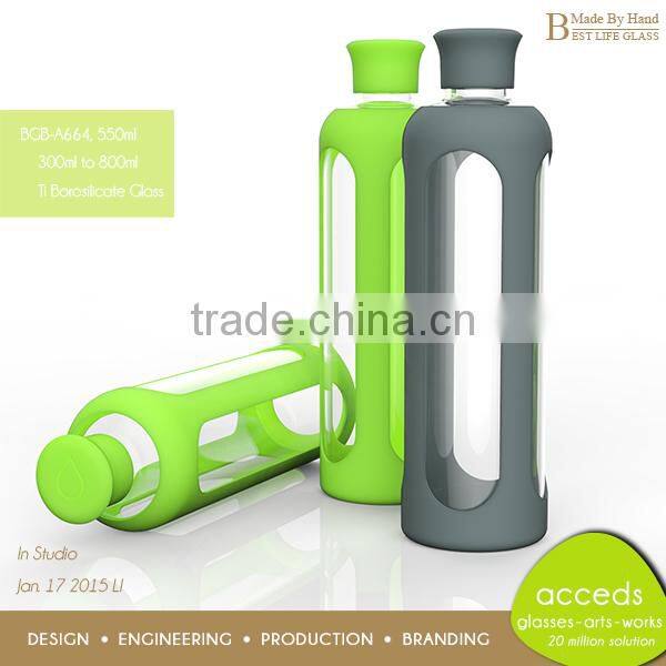 Promotion Portable Glass High Quality Silicone water Bottle