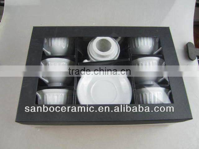 Promotion pure white cup set with sugar pot