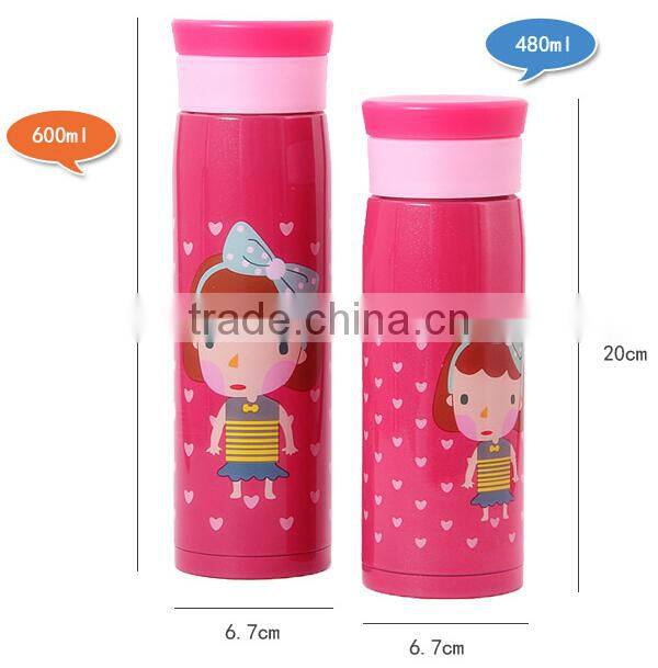 Supply Creative fashion Cartoon stainless steel thermos cup / cold reserving cup (600ml) --red girl