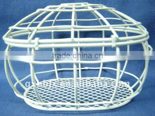 Oval white wire storage hamper with lid set of two