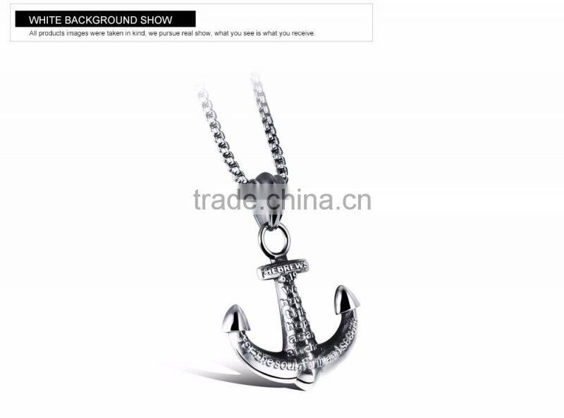 2017 Fashion Jewelry Mens Gold Anchor Necklace Men Stainless Steel Hook Pendant