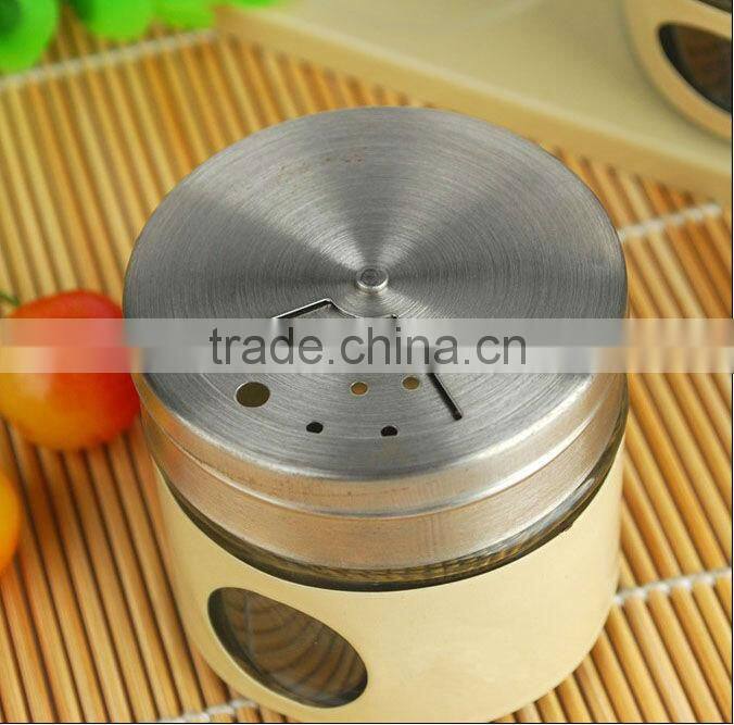 6pcs white glass cruet set for salt pepper with hole lid and stand