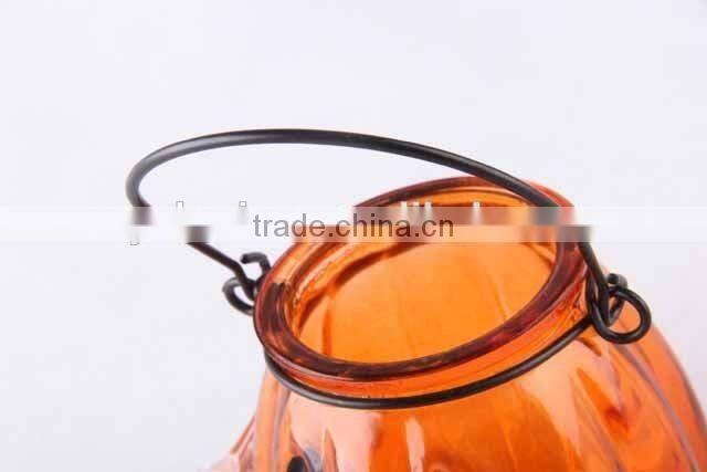 Portable pumpkin shaped glass candle holder