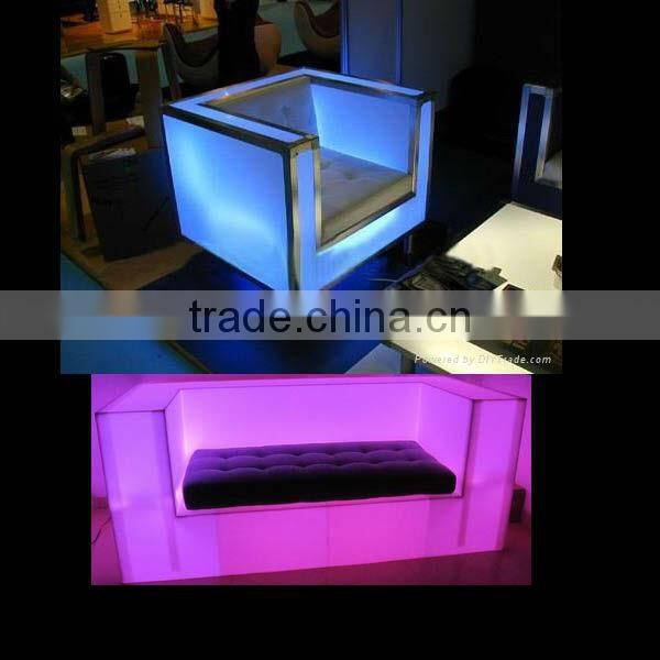 Large size Lighting Plastic LED home decorative furniture LED sofa/chair with Double seats