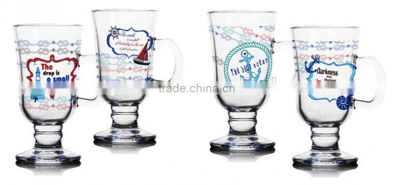 7oz 8oz 9oz 12oz sea ship serise color pinting water glass mug dinking glass cup set