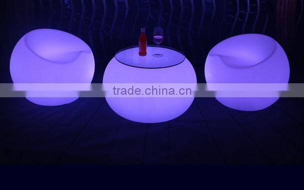 Outdoor and indoor plastic RGB 16 colors changing lighting apple table chair for children