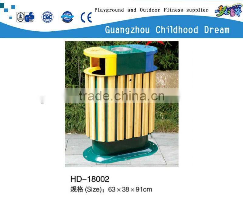 (HD-18002)good quality wood trash can wood park litter bin