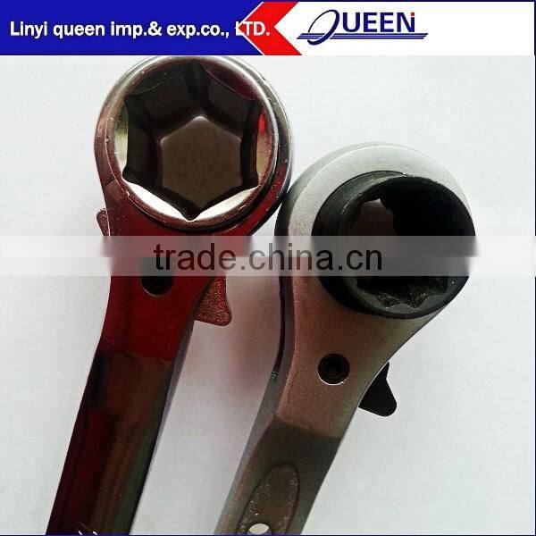 Double size reversible scaffolding ratchet wrench
