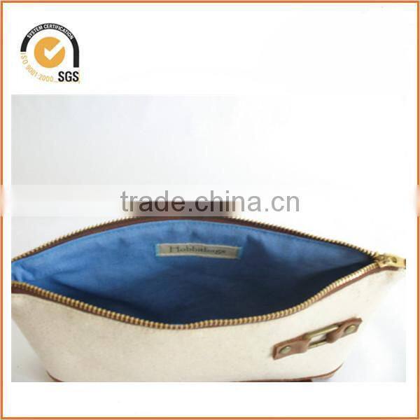 NEW canvas zippered pouch - neon accent & pin dot lining