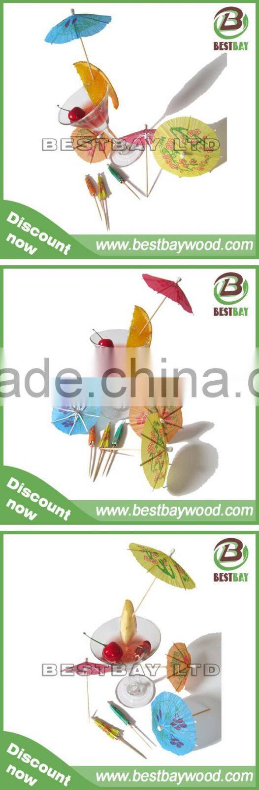 Best Sell Party Decoration Umbrella Wood Disposable Cocktail Picks