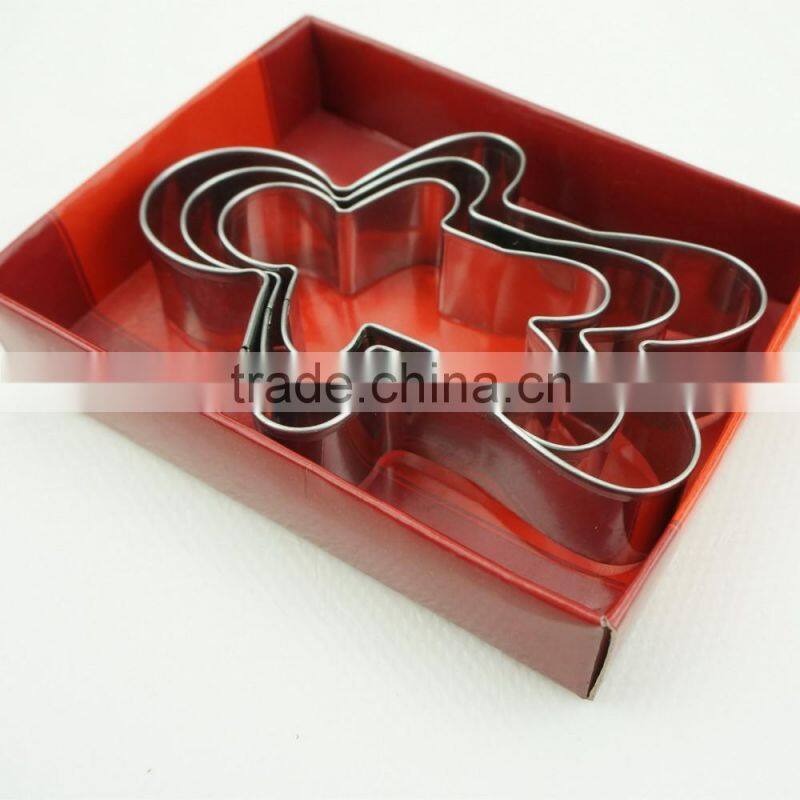 47037 3pcs ginger shape stainless steel cookie cutter set