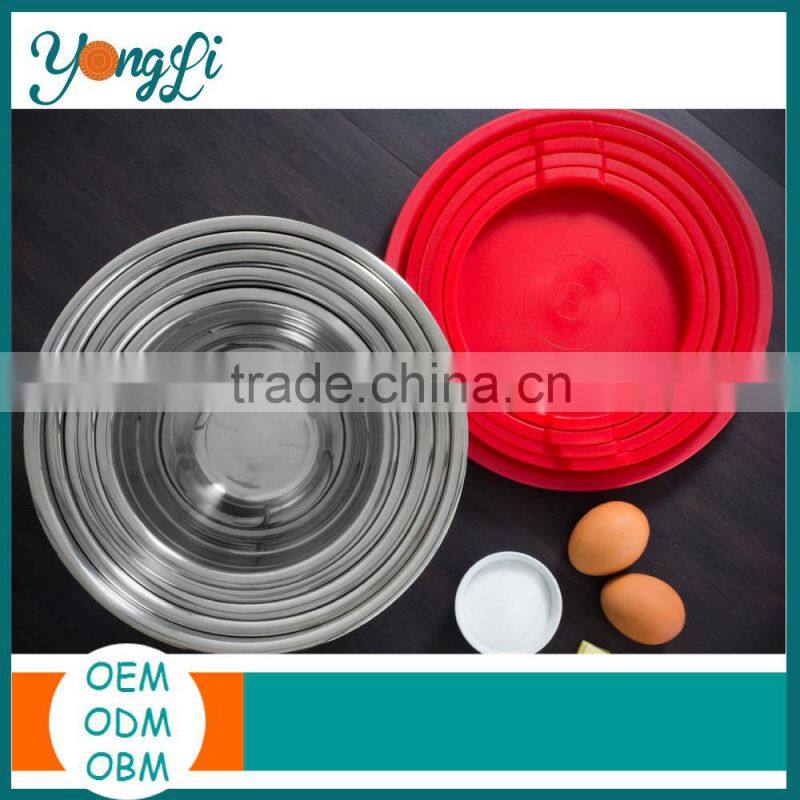 Hot Sales Eco-Friendly Non-Slip Mixing Silicon Stainless Steel Salad Bowl