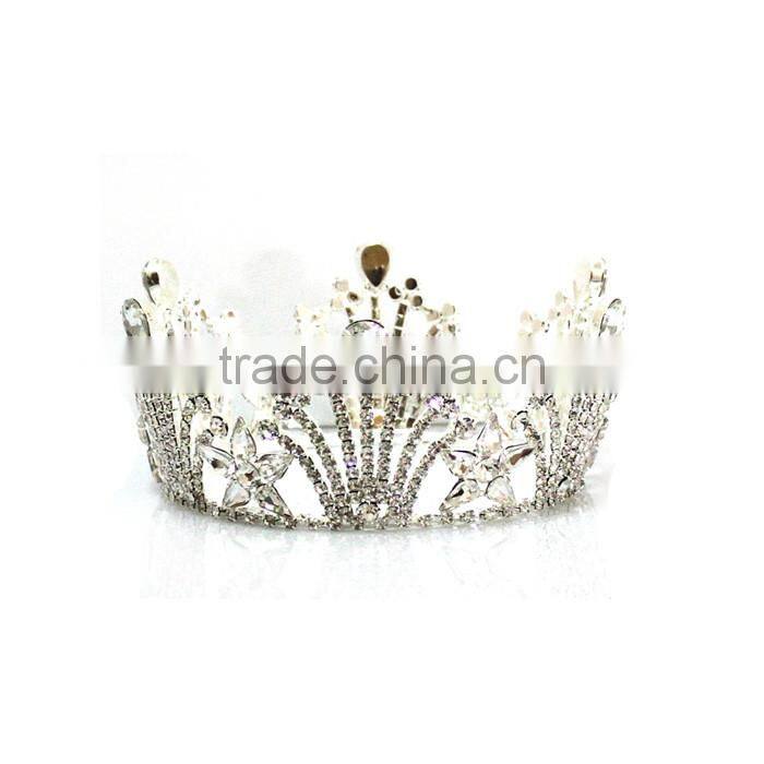 Hot sell Silver plating Rhinestone tiaras and crowns Wedding ladies crown bulk princess rhinestone tiaras