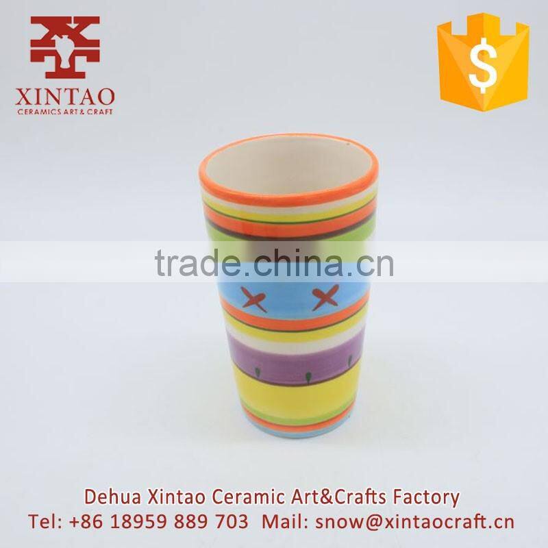 High quality hand painted colorful pattern ceramic coffee mug with handle