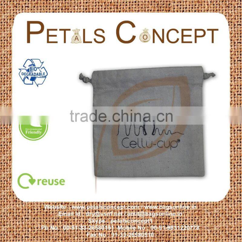 150 Gsm natural cotton drawstring bag