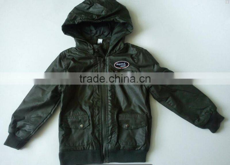 Cheap boy's pu leather jacket in stock china supplier