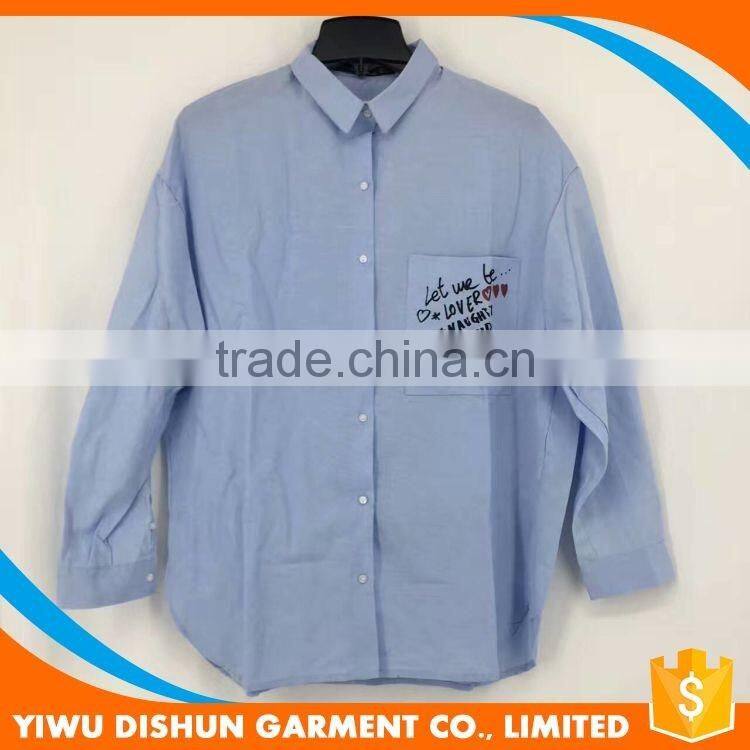 Oem high quality breathable office fancy collar blouse ladies