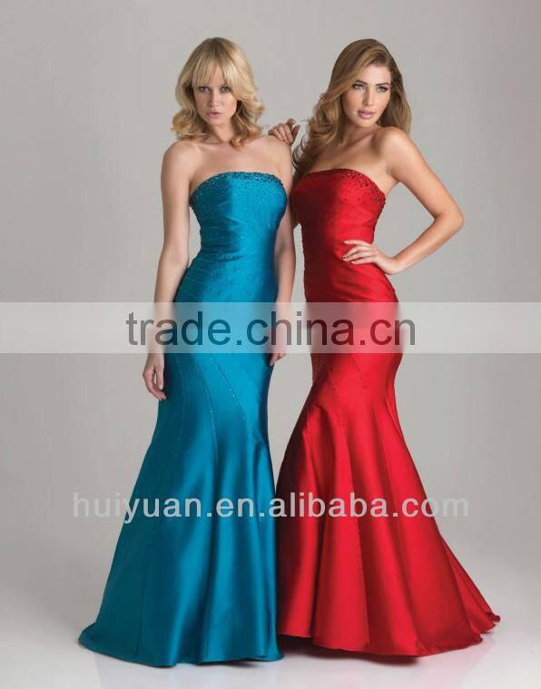 Taffeta Trumpet Sweet Heart Teal Colored Bridesmaid Dresses