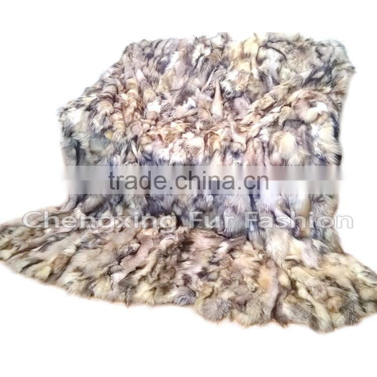 CX-D-85 Patchwork Blanket/Real Fox Fur Blanket/Throw Blankets