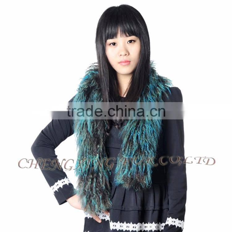 CX-S-40B Colorful Genuine Mongolian Lamb Fur Scarf