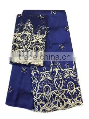 Good quality african george lace fabric for beautiful garments with unique applique with beads and stones GPF009
